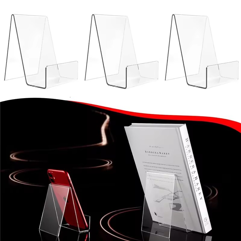 Clear Acrylic Book Stand Holder - 4 Stück Klare Verstellbare Buchständer –