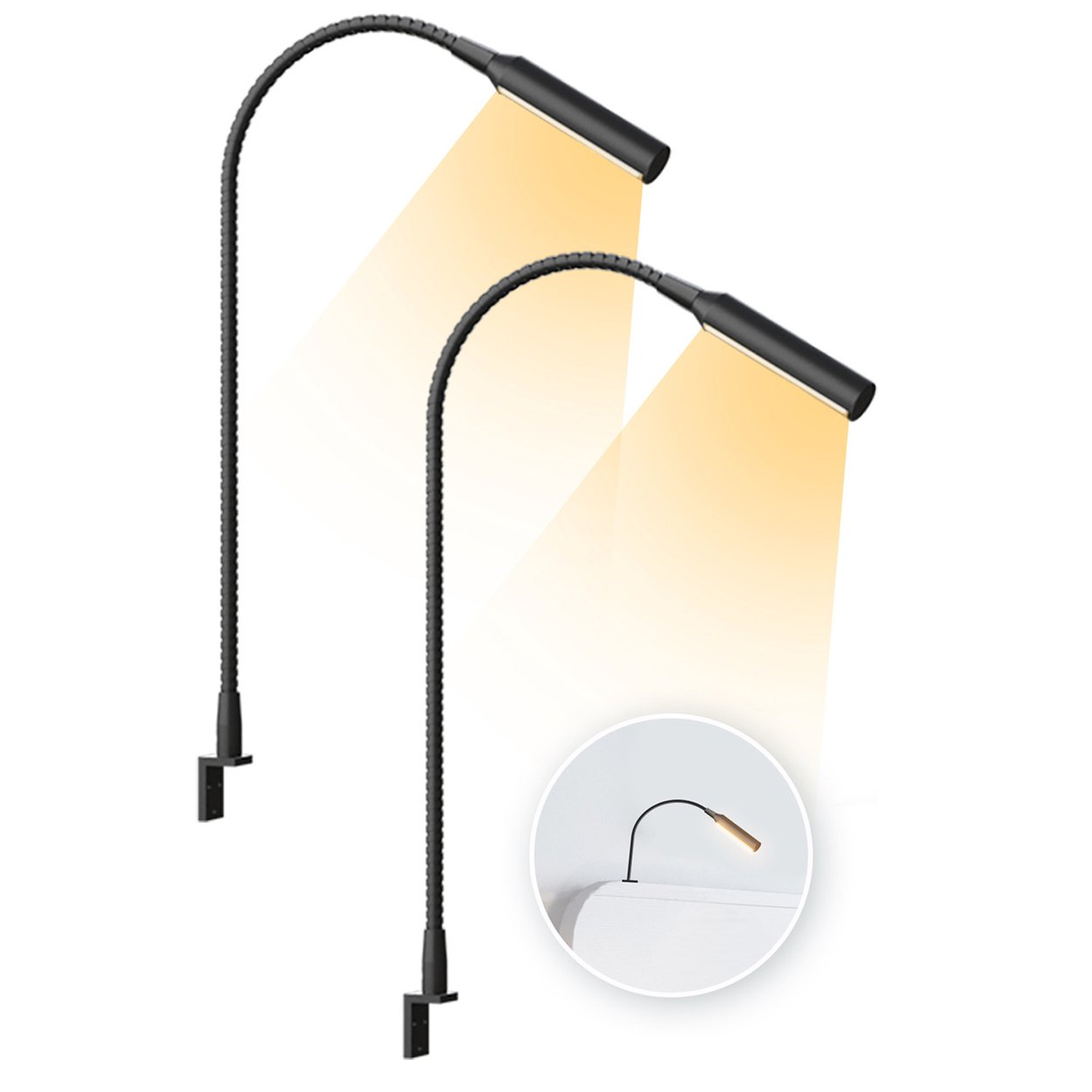 Books - 2 Stück LED-Leselampe mit Dimmfunktion, LED-Beleuchtung