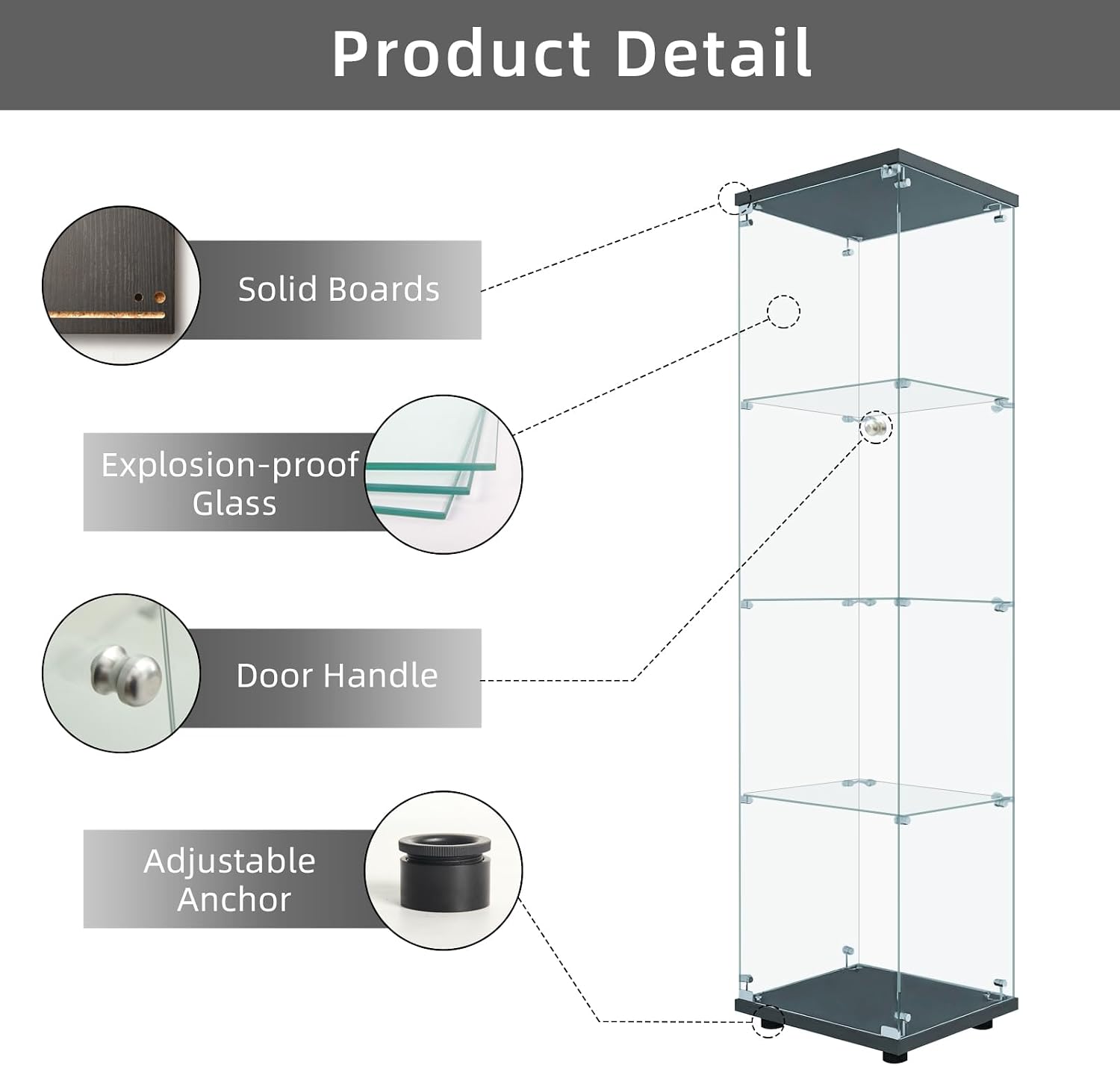 Glasvitrine mit Schloss, 4 Ebe – Books Bewertung und Preis